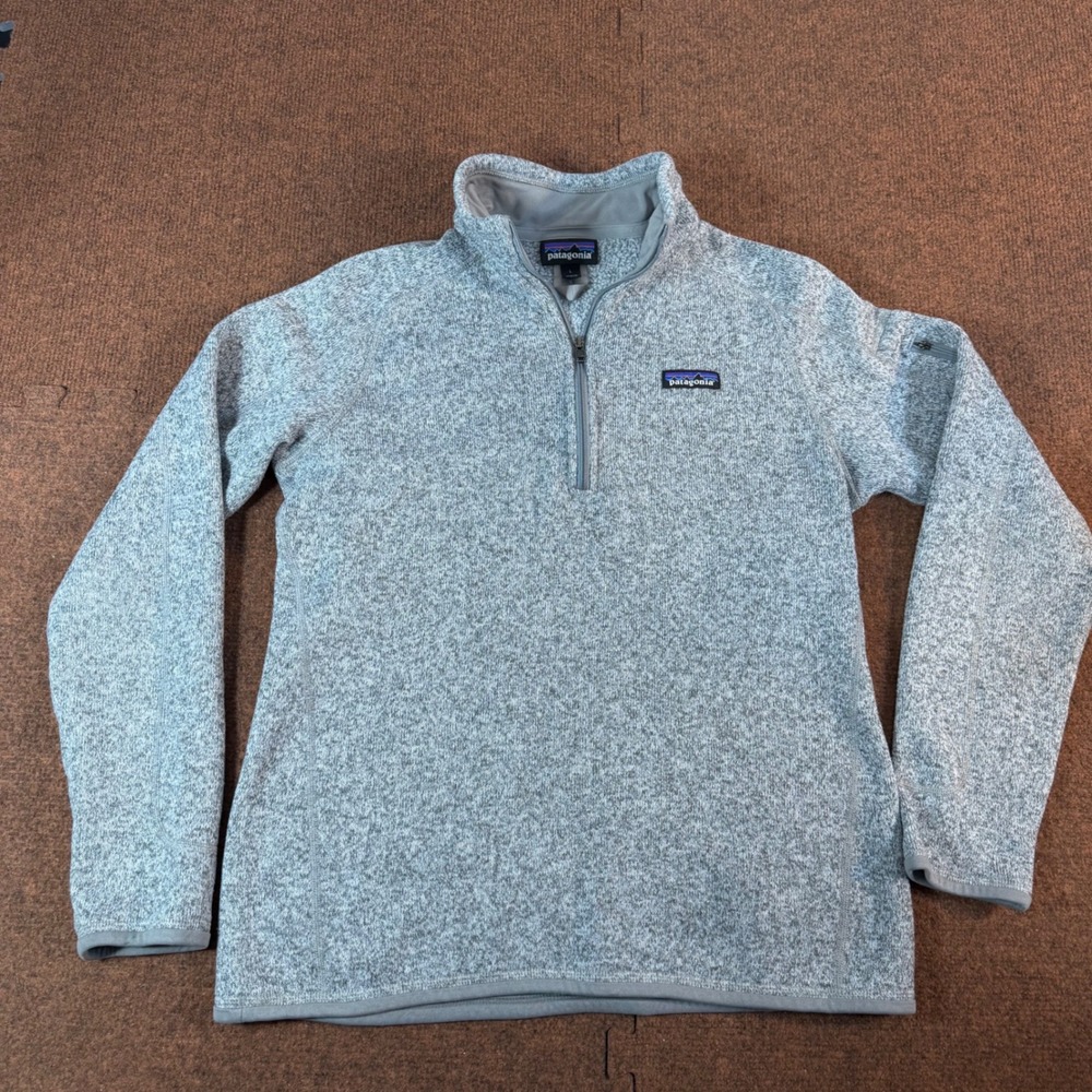 B+ Patagonia Better Sweater 1/4 Zip Pullover Womens Large Grey Fleece 25527